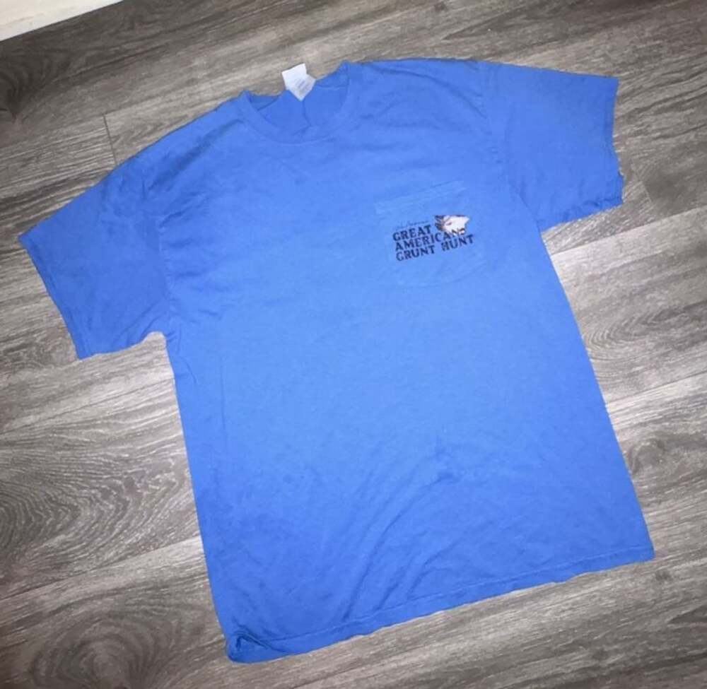 12th Annual Great American Grunt Hunt Madeira Beach Marina Pocket T-Shirt Blue